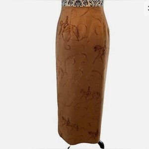 Vintage Talbots Equestrian Horse & Rider Straight Maxi Wrap Skirt
